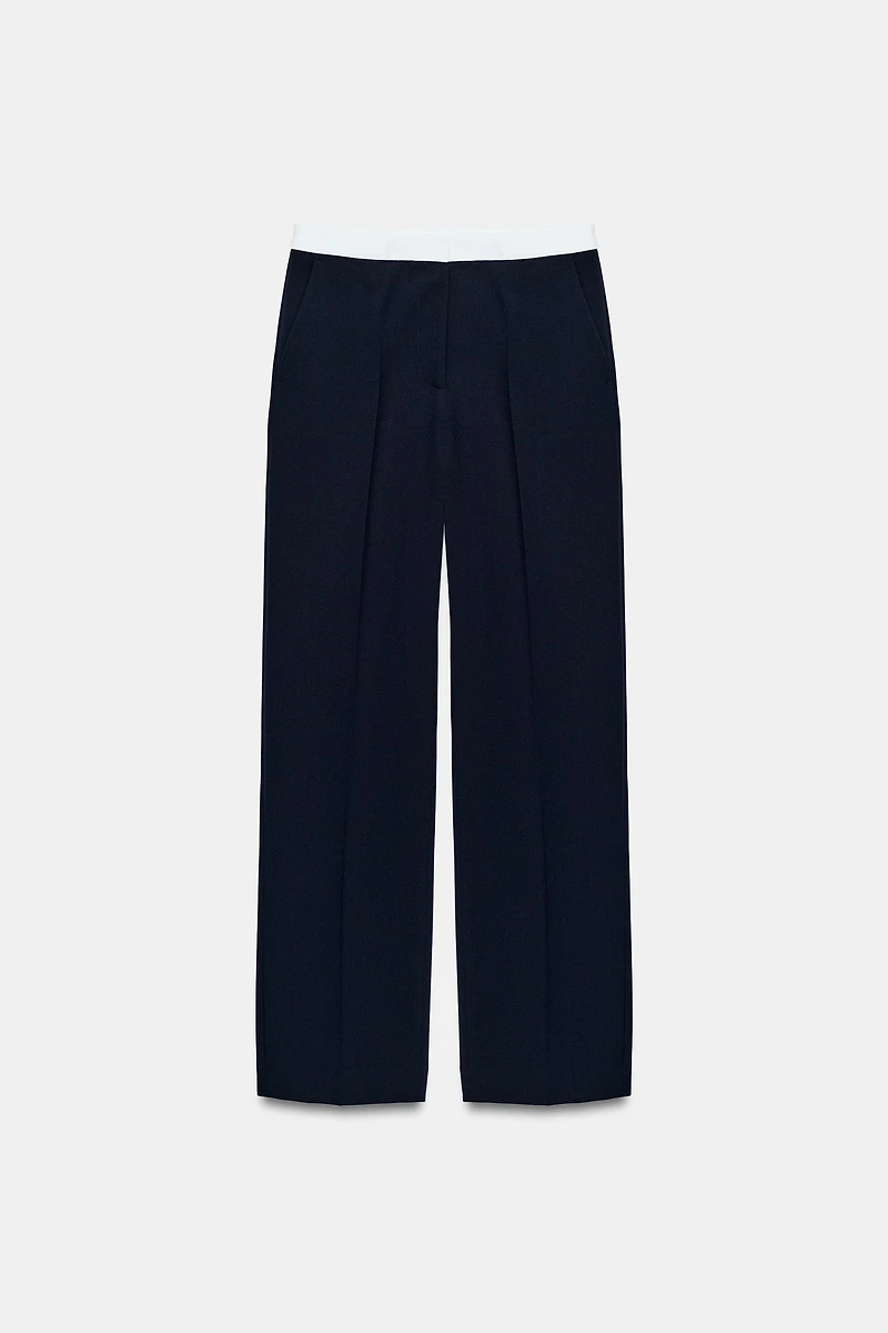 PANTALON DROIT TAILLE CONTRASTE