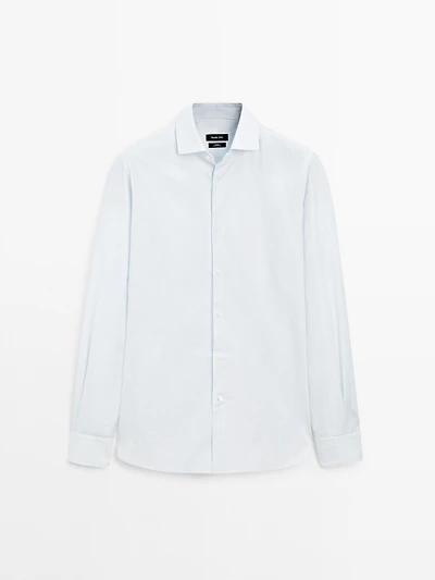 Chemise slim micro-rayures 100 % coton