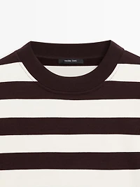 T-shirt rayé en coton à manches longues