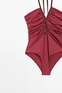 Swimsuit with contrast gathered detail