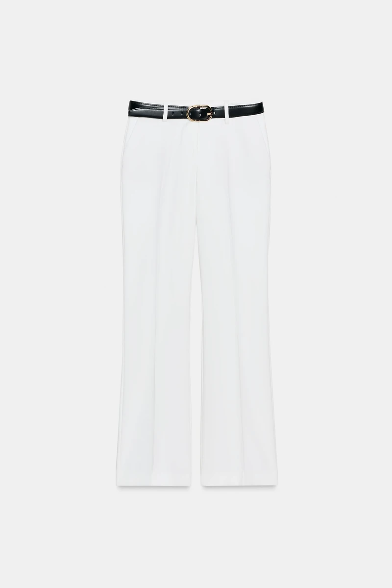 STRAIGHT LEG BELTED PANTS