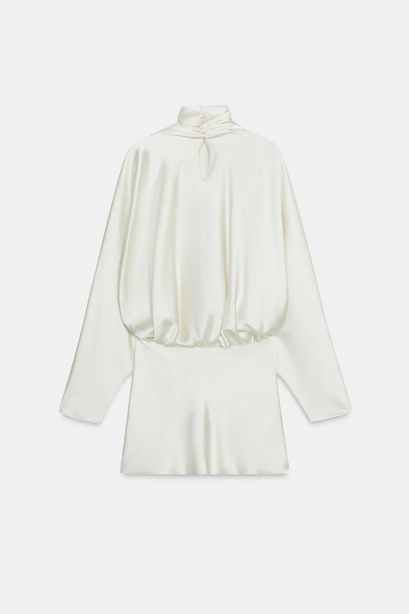 FOULARD SATIN EFFECT SHORT DRESS