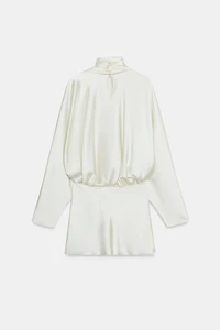 FOULARD SATIN EFFECT SHORT DRESS