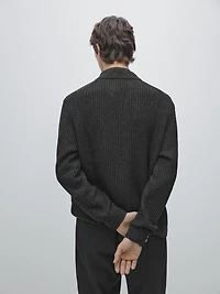 Knit cotton and wool blend cardigan with buttons