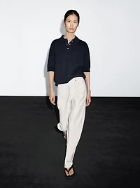 Cotton blend polo shirt with button details