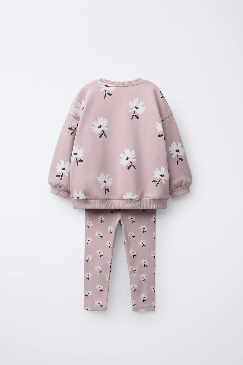 PRINTED RIB SWEATSHIRT AND LEGGING JOGGING SET