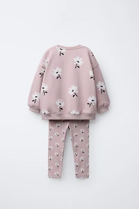PRINTED RIB SWEATSHIRT AND LEGGING JOGGING SET