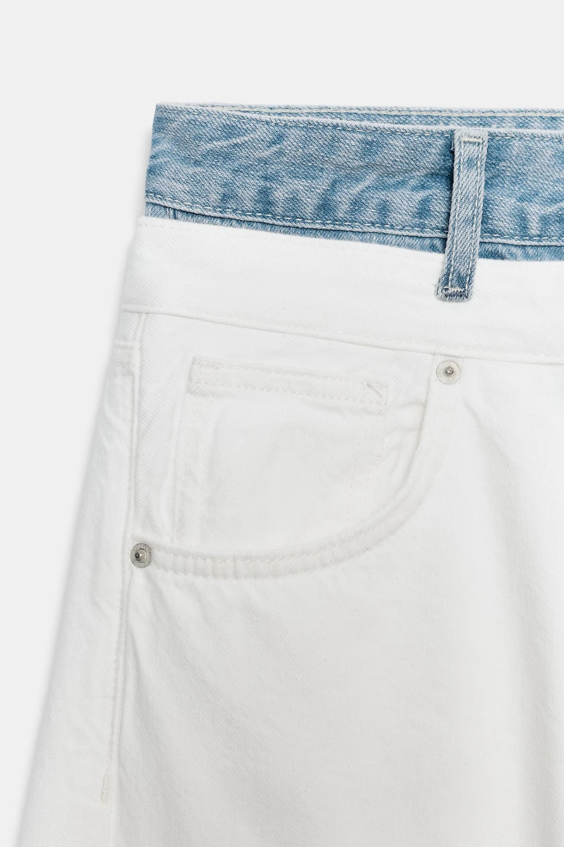 TRF STRAIGHT DOUBLE WAISTBAND MID-RISE JEANS