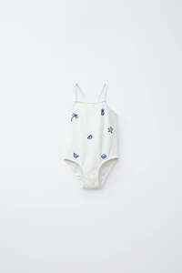 2-6 YEARS/ EMBROIDERED TEXTURED SWIMSUIT