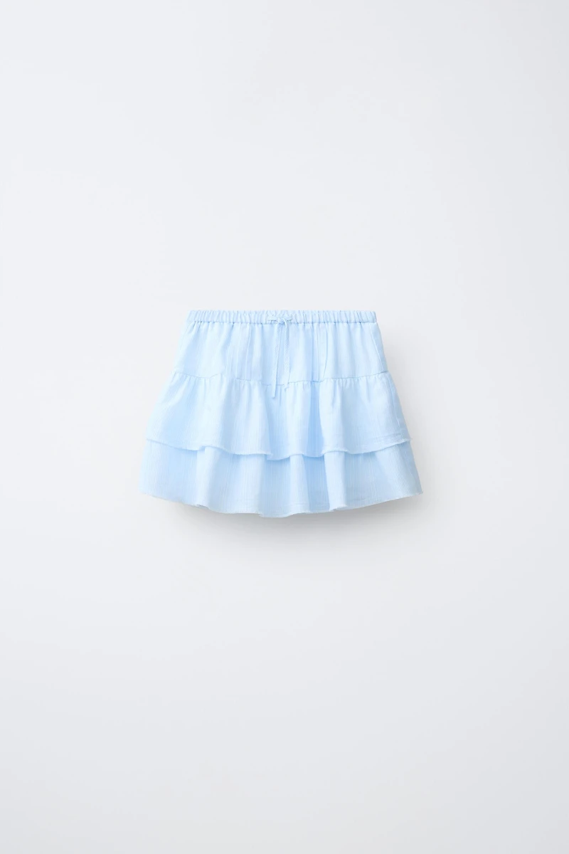 RUFFLED LINEN BLEND SKIRT