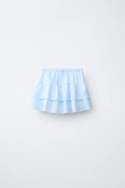 RUFFLED LINEN BLEND SKIRT