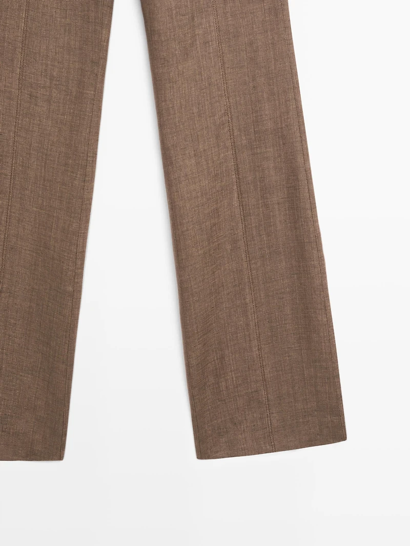 100% linen kick flare trousers