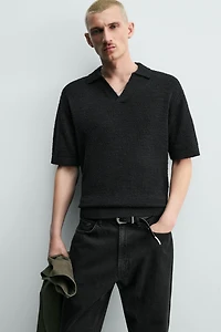 TEXTURED RELAXED FIT KNIT POLO
