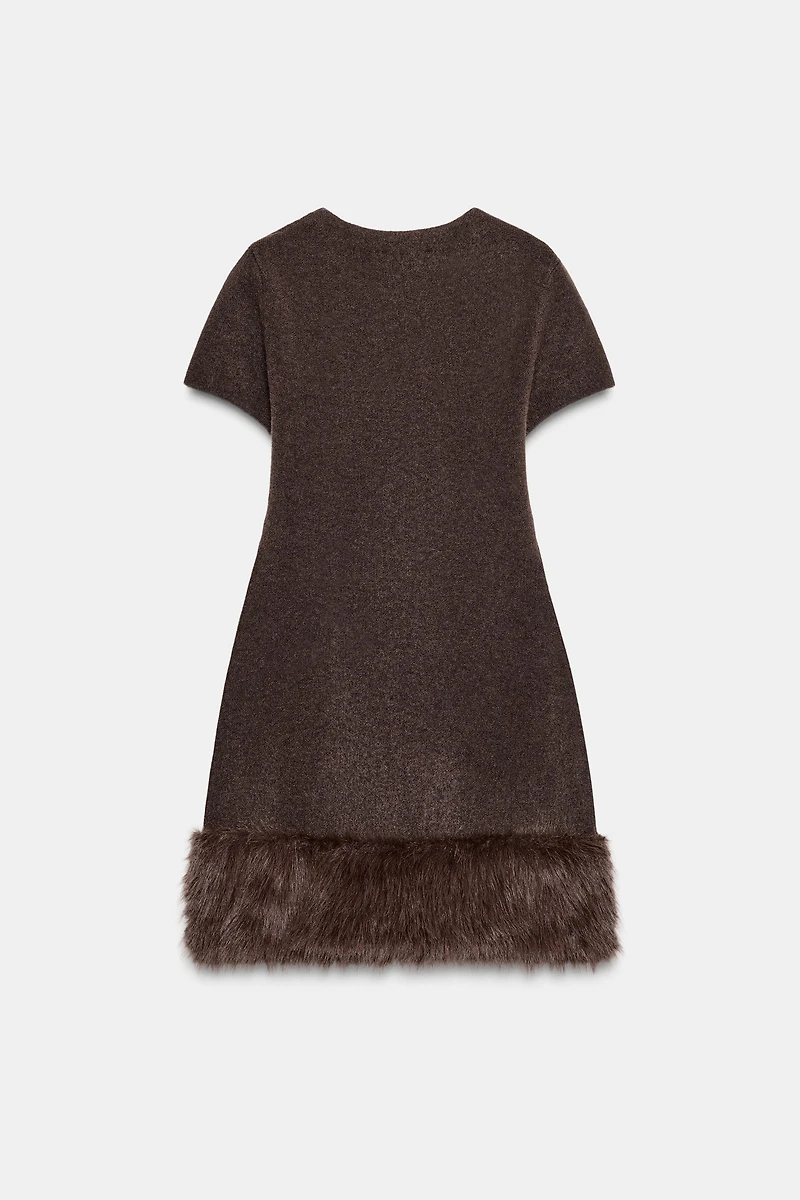 ROBE EN MAILLE BIMATIÈRE EFFET FOURRURE