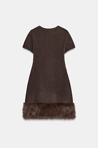 ROBE EN MAILLE BIMATIÈRE EFFET FOURRURE
