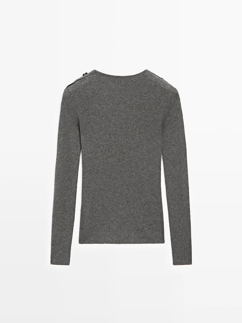 Knit T-shirt with shoulder detail