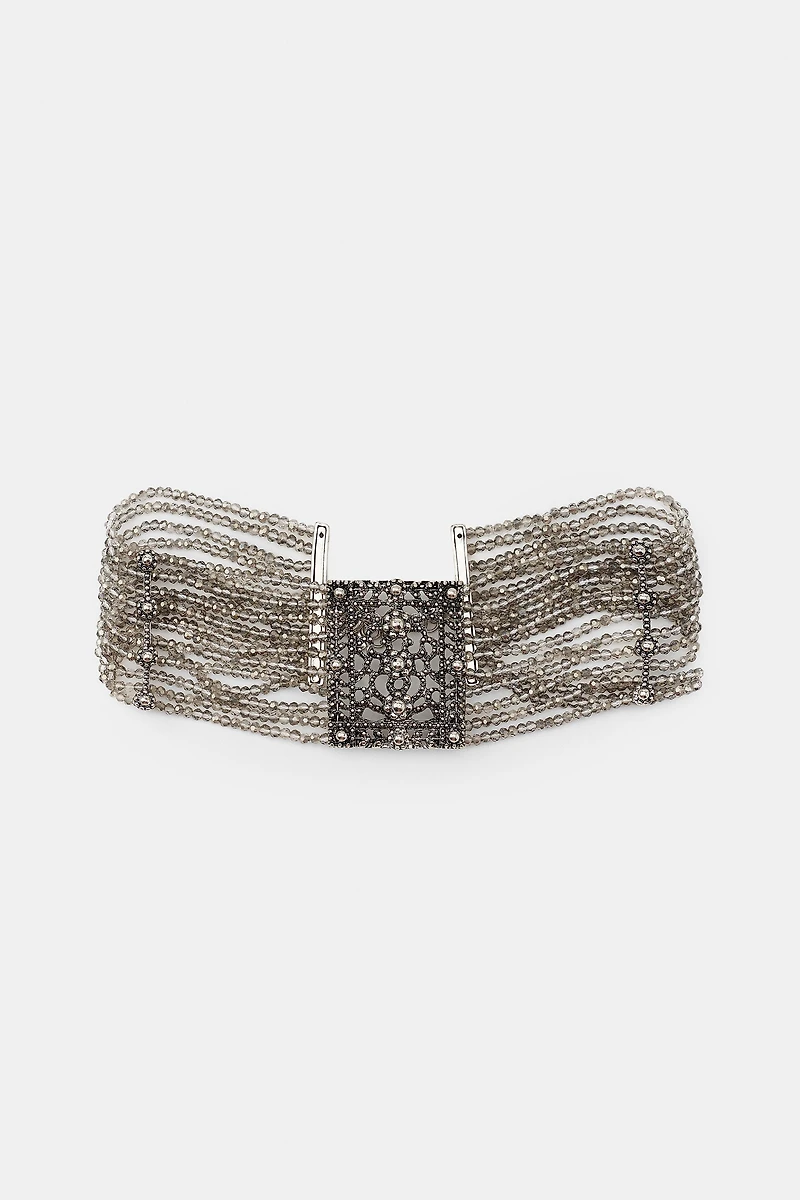 FLORAL BEADED CHOKER NECKLACE