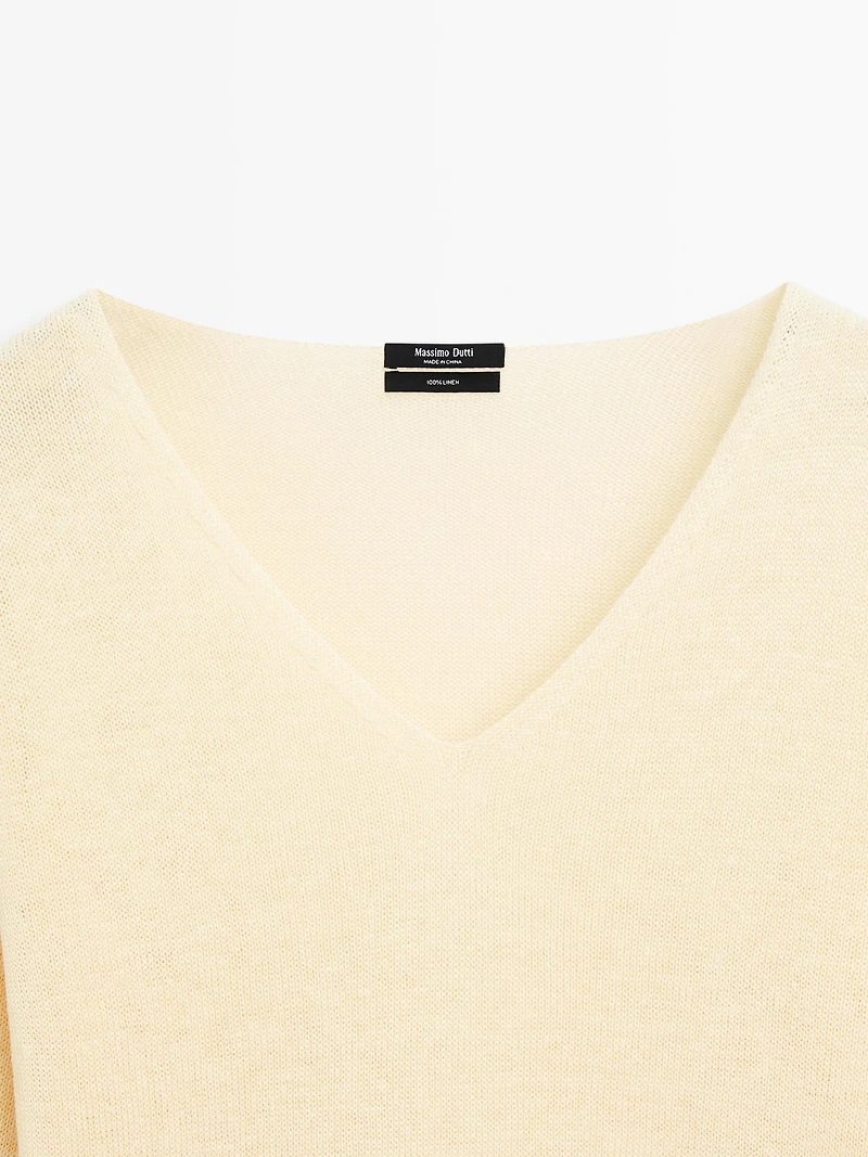 Pull en maille 100 % lin à manches longues