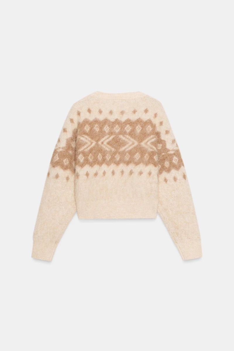 BRUSHED EFFECT JACQUARD KNIT JUMPER