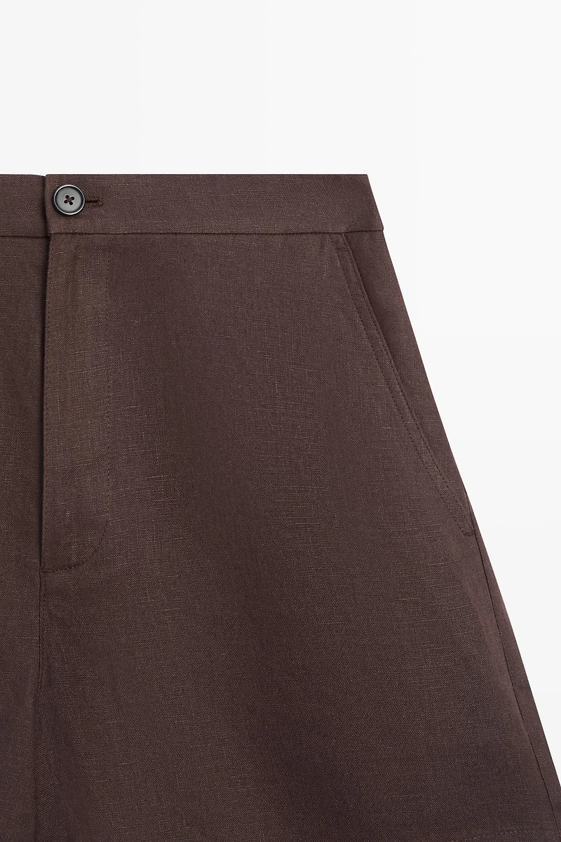 100% linen short Bermuda shorts