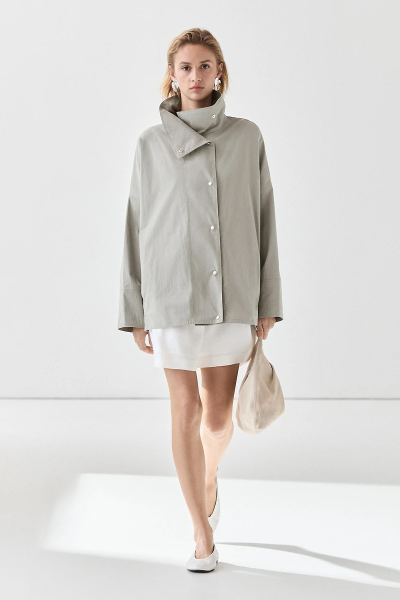 Cotton blend high neck jacket