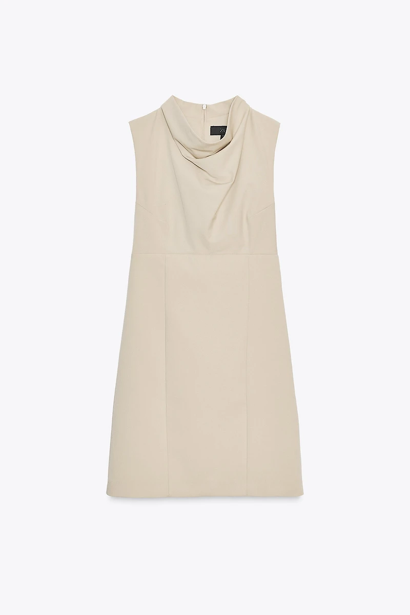 SHORT DRAPED NECK DRESS