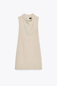 SHORT DRAPED NECK DRESS