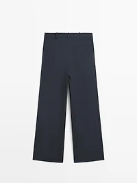 Pleated wool blend trousers