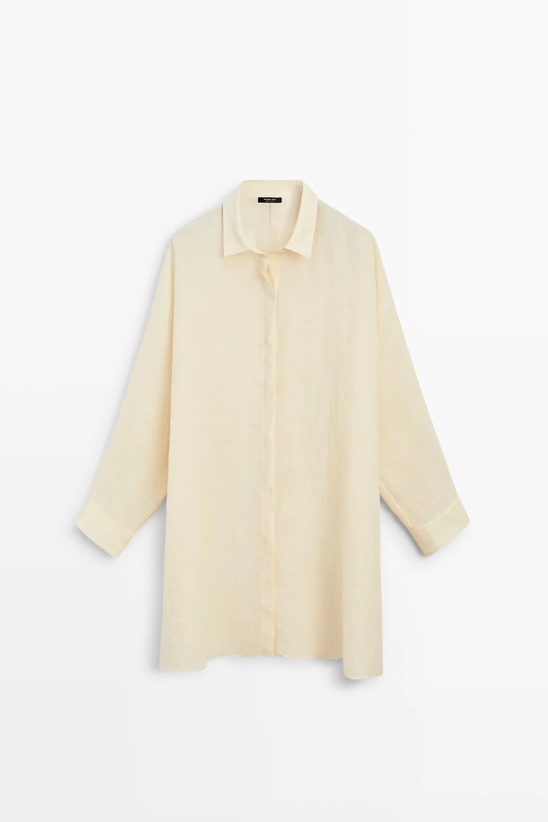 100% linen short shirt dress