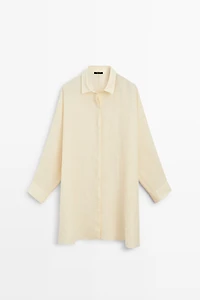 100% linen short shirt dress