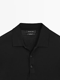 Wool knit sweater with polo collar