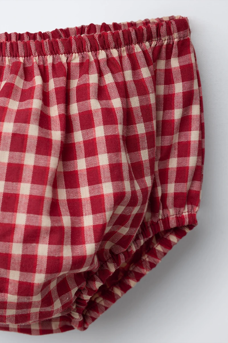 ROBE ET CULOTTE À CARREAUX AVEC DÉTAIL BRODÉ