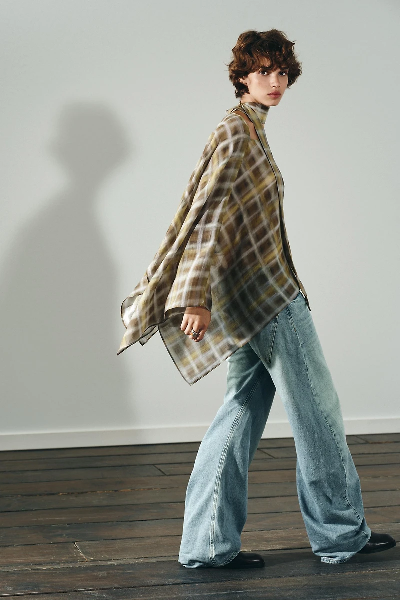 PLAID SCARF CAPE