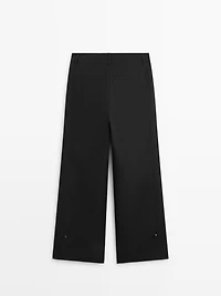 Cotton blend trousers with hem detail