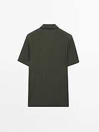 Ribbed knit polo shirt