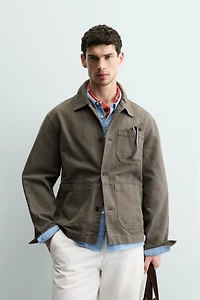 WASHED CANVAS RELAXED FIT OVERSHIRT