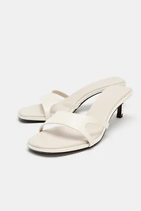 LEATHER KITTEN HEEL SANDALS