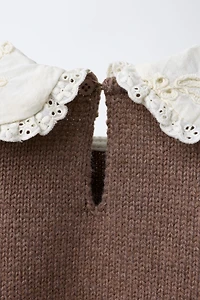 EMBROIDERED COLLAR KNIT SWEATER