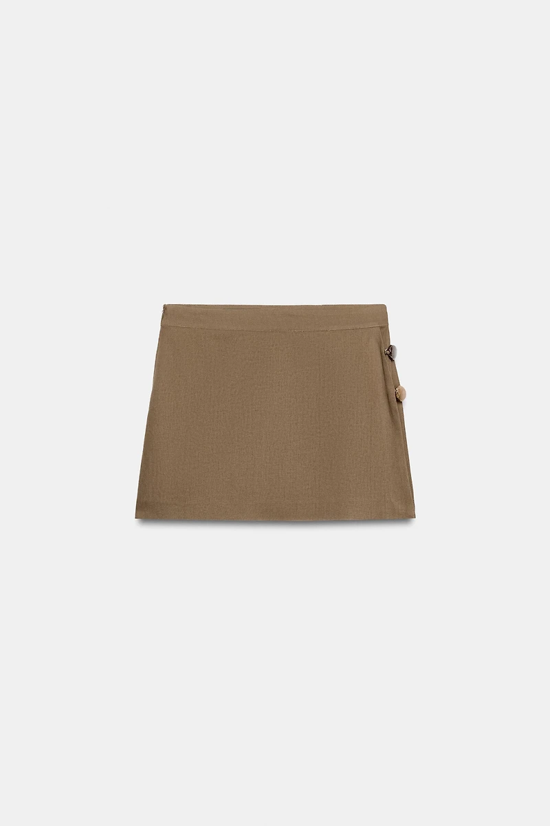 LINEN SKORT WITH BEAD EMBELLISHMENTS