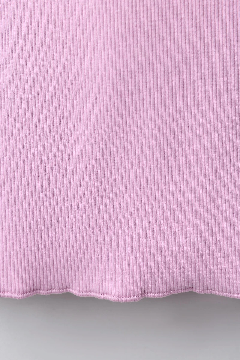 EMBROIDERED RIBBED SLEEVELESS T-SHIRT