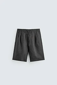 SHORT 100% LIN À PLIS