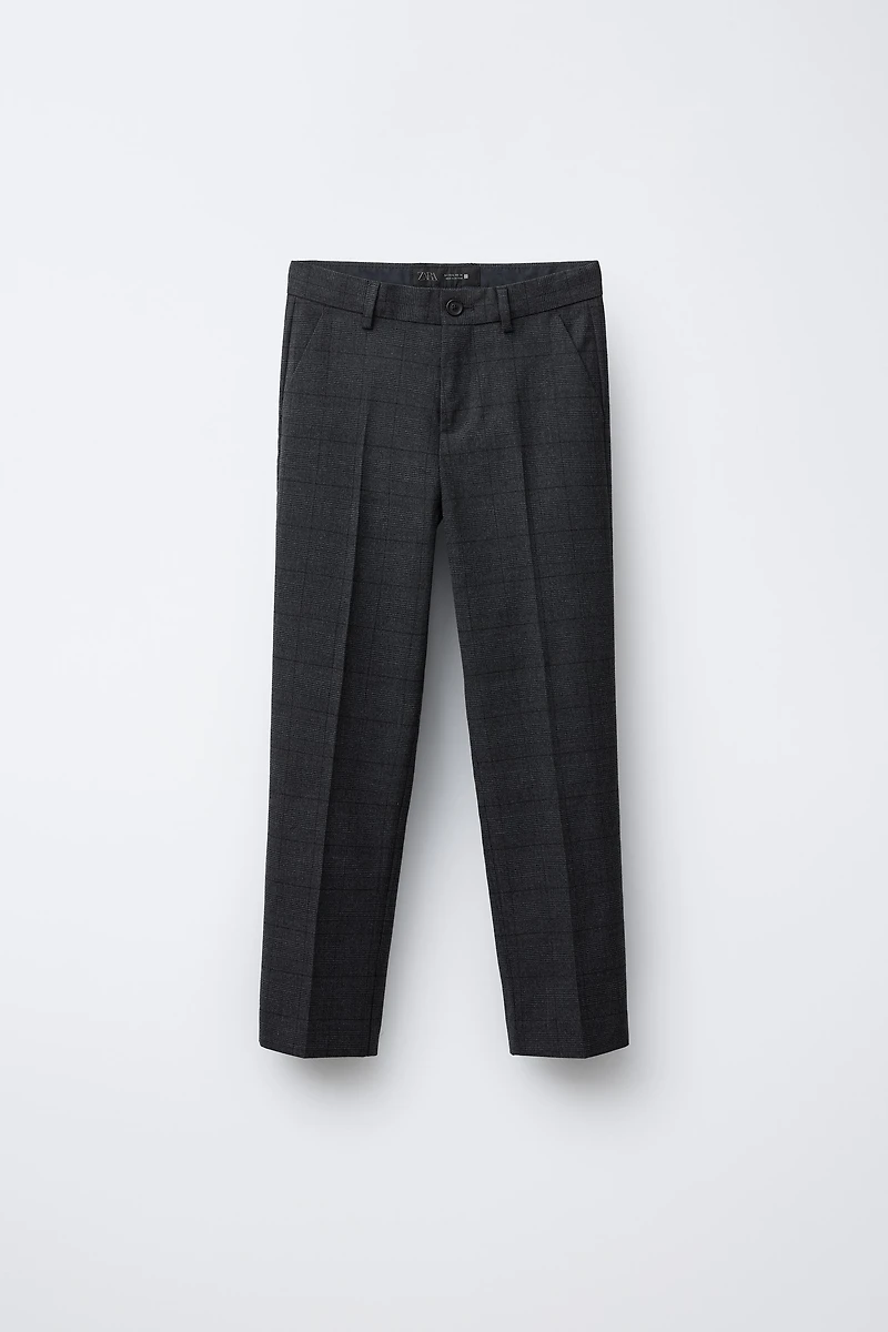 COMFORT CHECKED SUIT PANTS