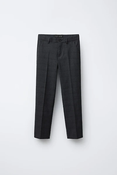 COMFORT CHECKED SUIT PANTS