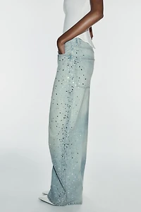 TRF RHINESTONE WIDE-LEG JEANS