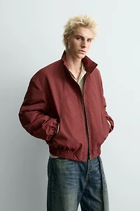 PLAID PUFFER WINDBREAKER JACKET