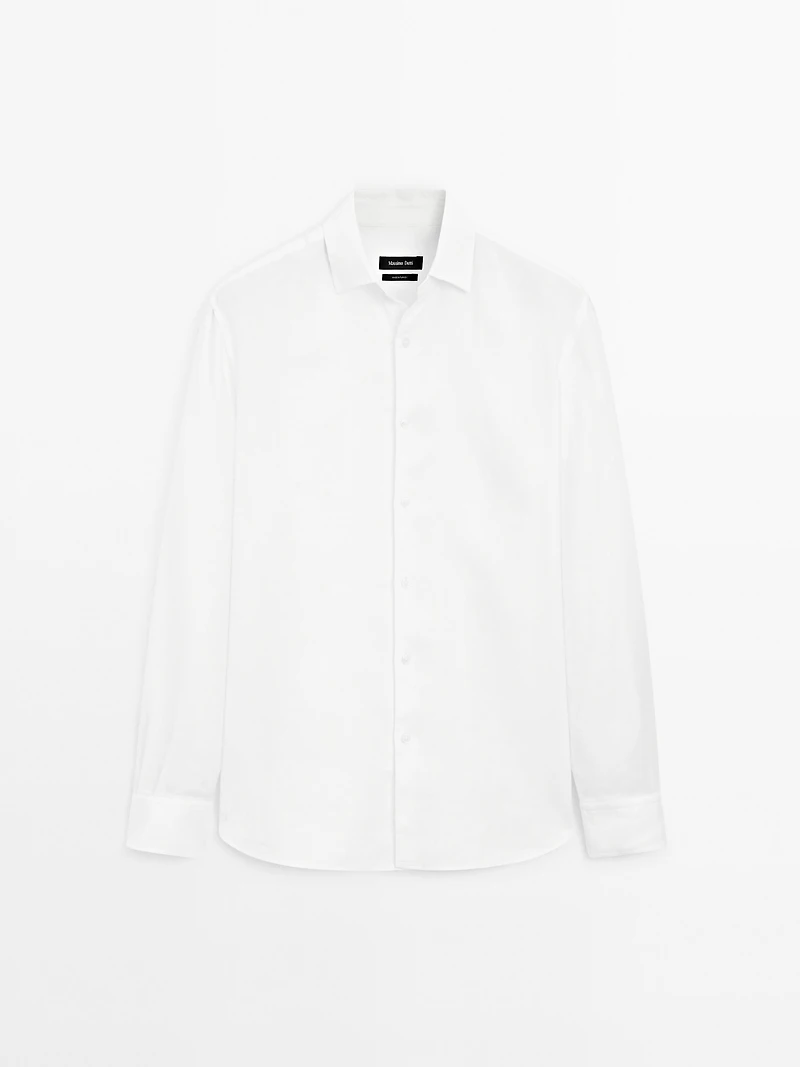 Chemise slim en lin mélangé