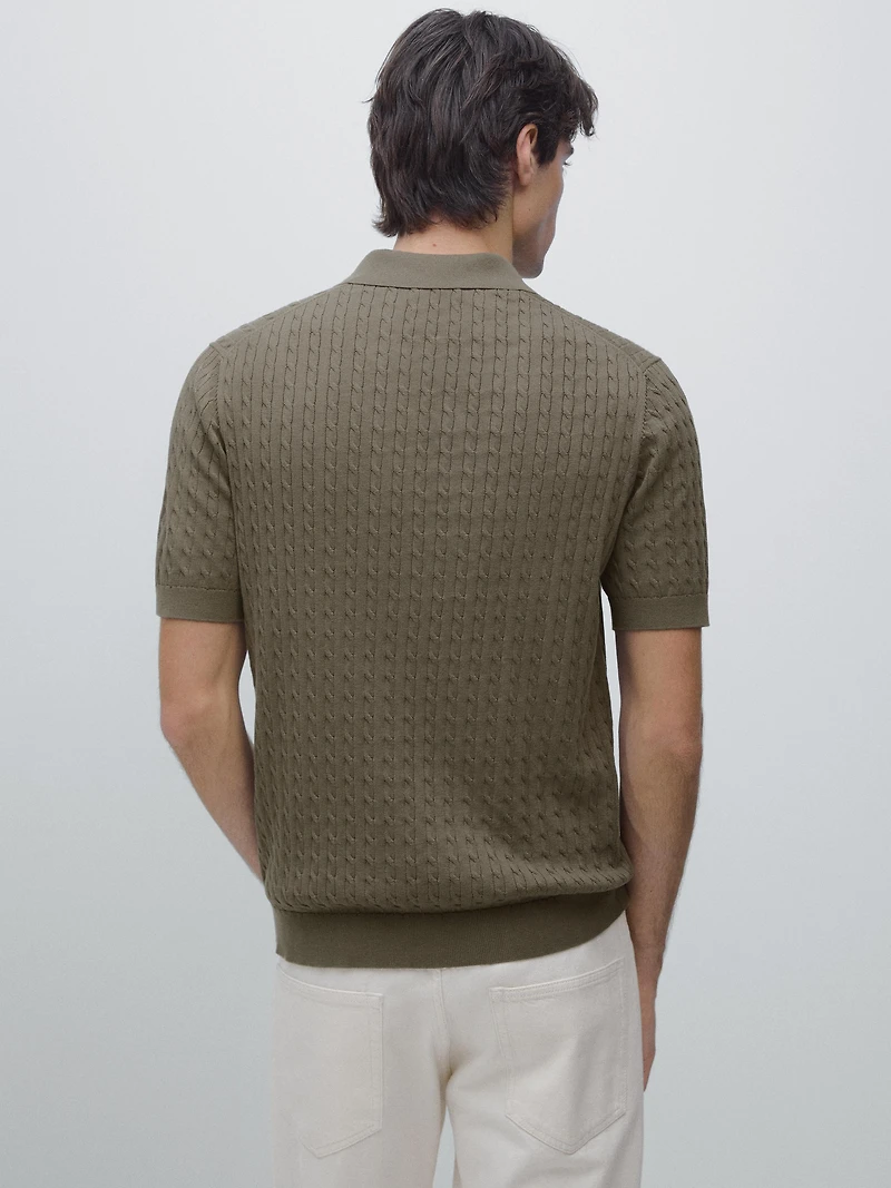 Polo en maille tressée 100 % coton