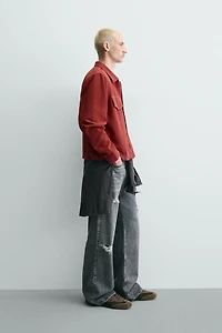 CROPPED FIT RIPPED EFFECT JACKET