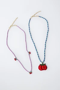 PACK OF TWO TOMATO BEAD NECKLACES