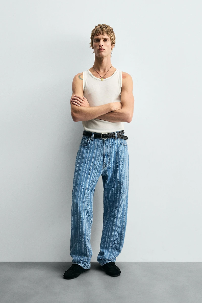 TEXTURED STRIPED JEANS